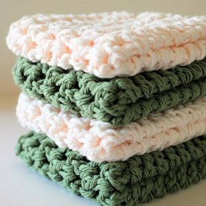 Crochet Dishcloths / Crochet washcloth / dish cloth / pot holders / hot pads / wash cloth / crochet / handmade / crochet spa / Sage & Cream