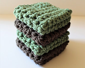 Crochet Dishcloths / Crochet washcloth / dish cloth / pot holders / hot pads / wash cloth / crochet / handmade / crochet spa / Sage & Brown