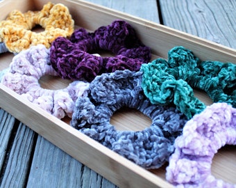 Scrunchies aus Samt, Gehäkelte Scrunchies, Scrunchies, Haarband, Scrunchies, Handgemachte Scrunchies, 90er Jahre Mode, 80er Mode