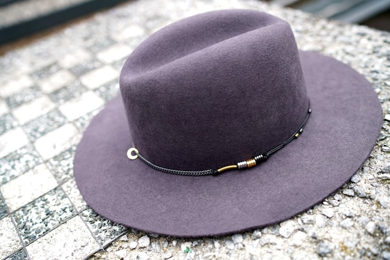 Wool Fedora Hat: Leather Band & Metal Accents - Etsy display picture 1
