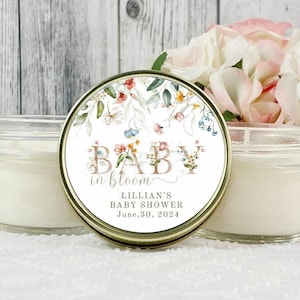 12 x 4oz Floral Baby Shower Favors, Wildflower Baby Shower Candle Favors, Baby in Bloom, Gifts for guests, Baby Girl favor