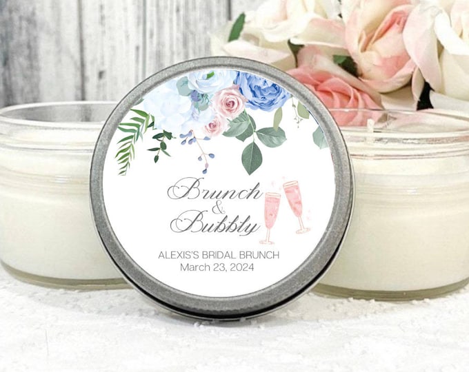 Brunch & Bubbly Bridal Shower Favors / Personalized 4 Oz Favor Candles ...
