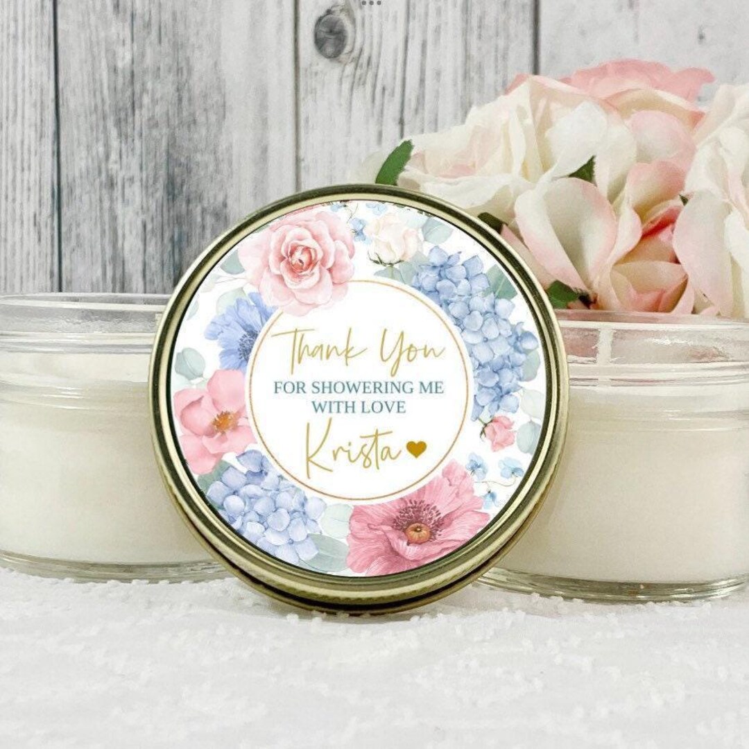 Floral Bridal Shower Candle Favors: Personalized 4oz Soy Candle Set of ...