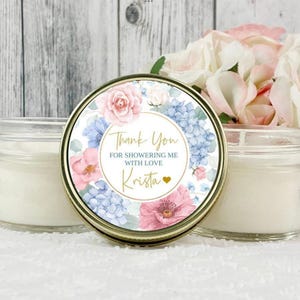 Floral Bridal Shower Candle Favors: Personalized 4oz Soy Candle Set of 12