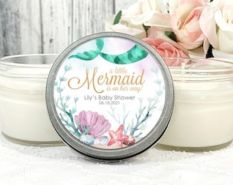 Mermaid Baby Shower Candle Favors -  Ocean Themed Little Mermaid Party Decorations