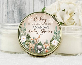 Winter Woodland Baby Shower Favors -  Baby Its Cold Outside, Winter Baby Shower Candle favors