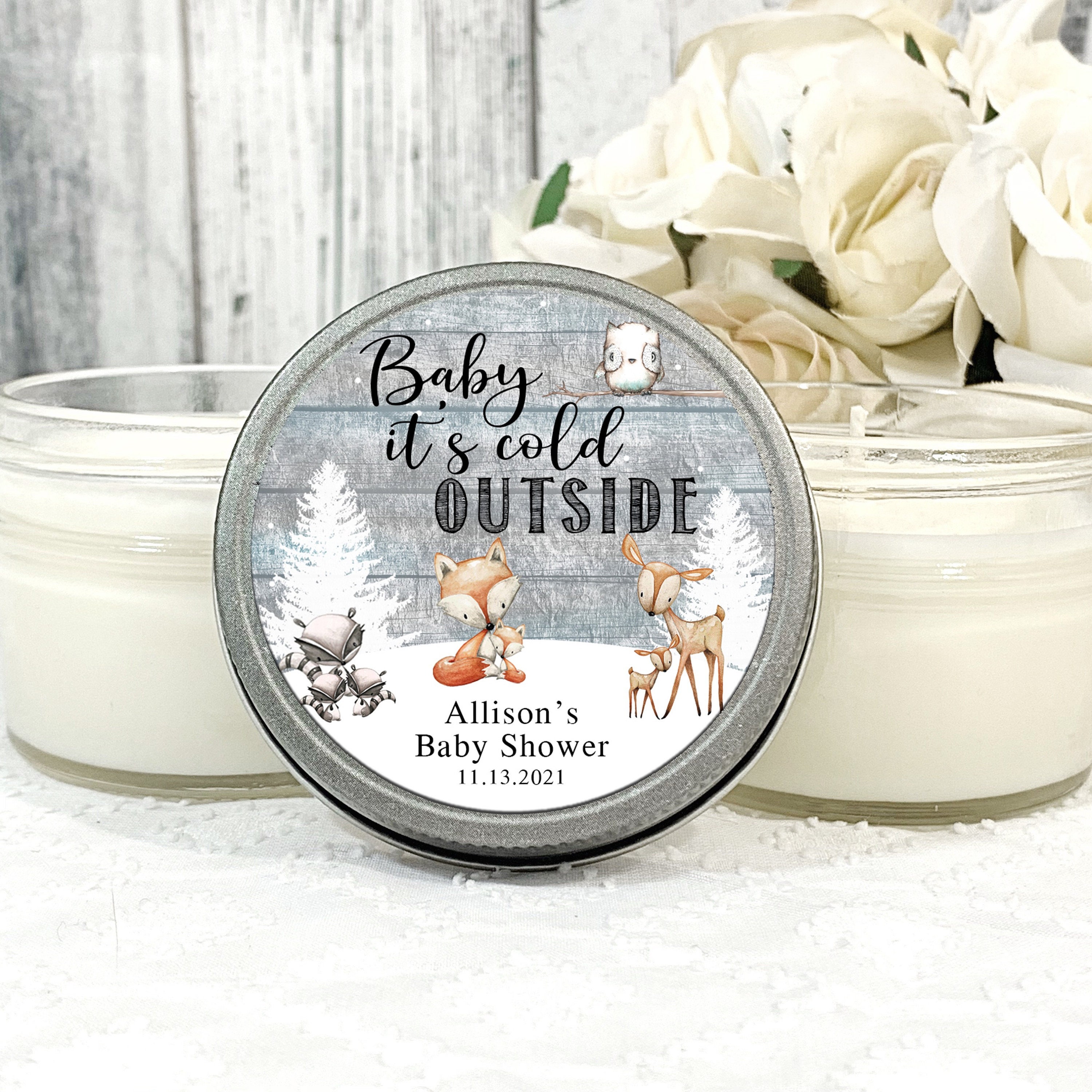 1 4oz Winter Woodland Baby Shower Favors Winter baby Shower Etsy