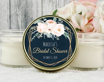 Navy Bridal Shower Favor , Navy & Gold Bridal shower , Bridal Shower favor candles , Navy Bridal shower Party Favors