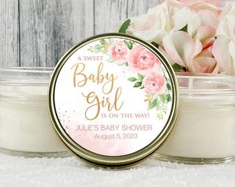 Baby Girl Shower Candle Favors - Sweet Pink and Gold Party Decor for New Arrival