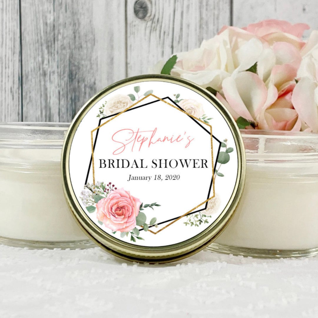 Set of 10 Blush & Gold Bridal Shower Favor, 4oz Soy Candle ...