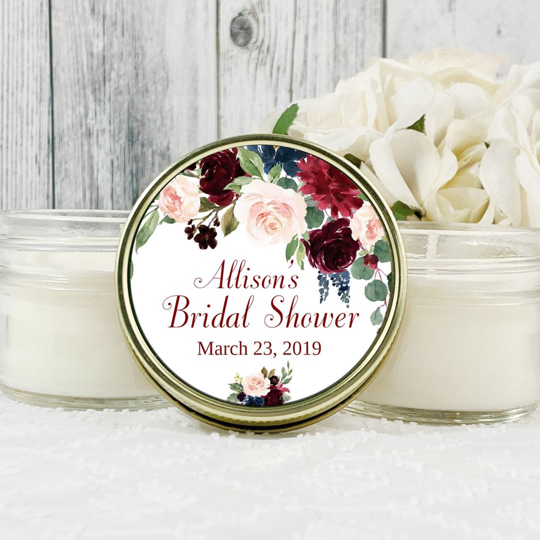 Burgundy Bridal Shower Candle Favors: 4oz Soy Wax, Essential Oils Set ...