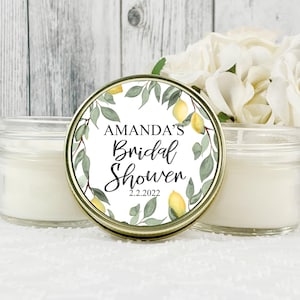 Lemon Bridal Shower Candle Favors: Citrus Scented Soy Candle