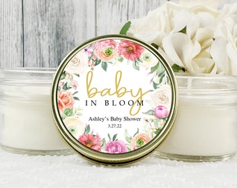 Baby in Bloom Baby Shower Favors,  Baby Shower Candle Favors , Floral baby shower, Custom Candle, Flower Favors