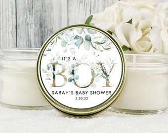 Eucalyptus Baby shower, It’s a boy favor,  Candle Favor, Greenery Baby Shower Favor, Eucalyptus baby shower Candles