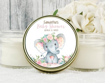 Elephant Girl Baby Shower Candle Favors, Elephant Favor, Girl Baby Shower Party