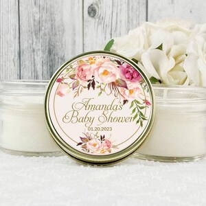 12 x 4oz blush Baby Shower Favors, Pink Baby Shower Favors, Baby Shower Candles, Personalized Favors, Floral Baby Shower