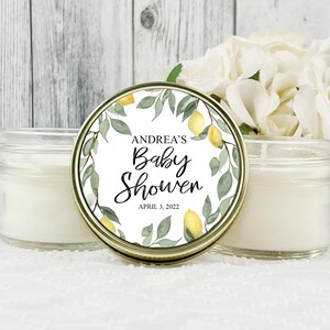 Lemon Baby Shower Favors: Citrus Scented Soy Candle, Thank You Gift