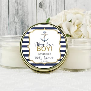 Nautical Baby Shower Favors: 4oz Soy Candle, Ahoy It&#39;s a Boy