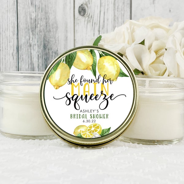 She Found her main Squeeze Lemon Bridal Shower Candle Favors , Lemon Bridal shower Thank You, Lemon party favors,