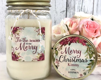 Merry Christmas Soy Candle - Tis The Season To Be Merry - Christmas Gift for Her - Festive Christmas Decor