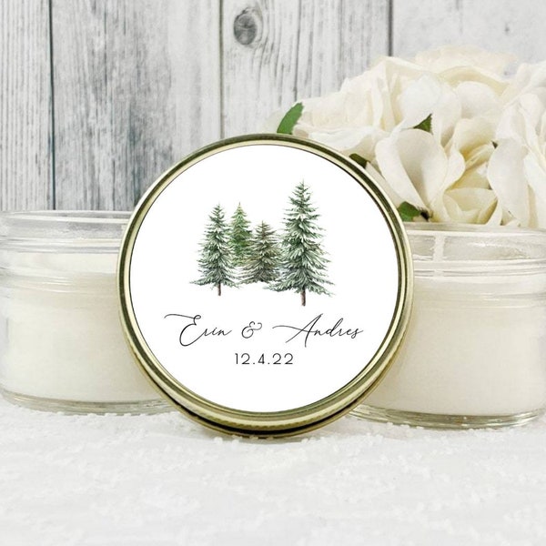 Winter Wedding Favors, Tree Wedding Favors, Wedding Reception gifts for guests,  Candle Favor