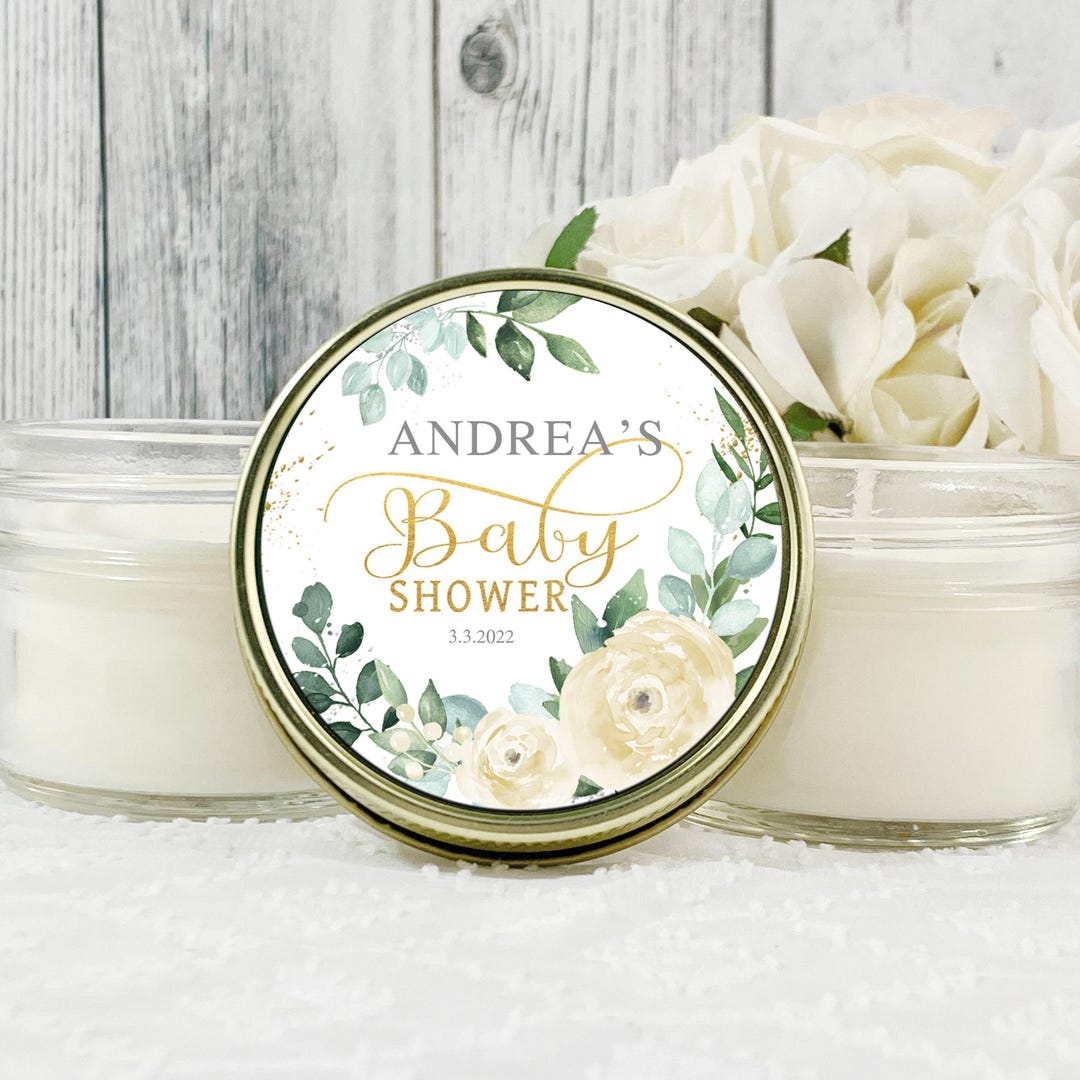 Greenery Baby Shower Favors: Personalized Soy Wax Candle Gifts Set of ...