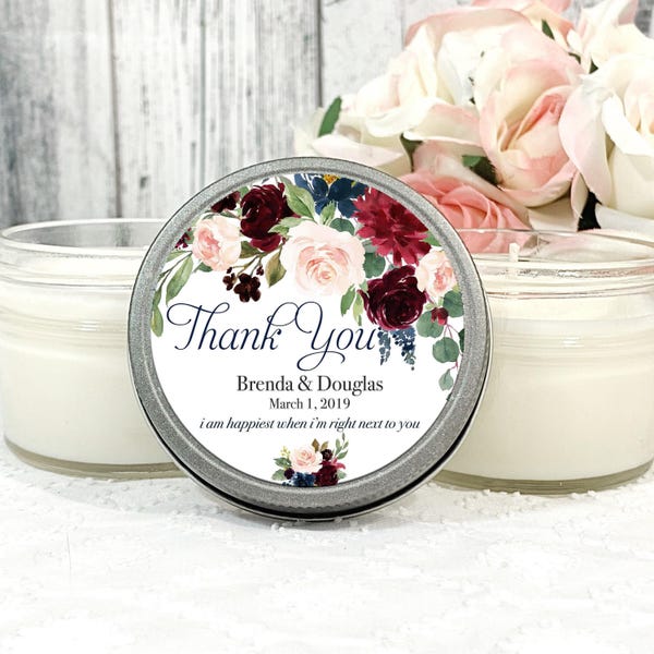 Rustic Floral Wedding Soy Candle Favors: 4oz Handcrafted Keepsake Set of 12 