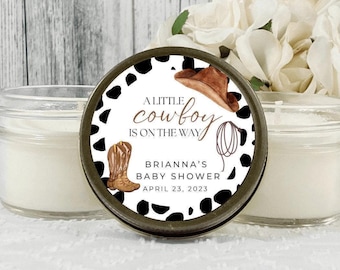 Cowboy Baby Shower Candle Favors: Handcrafted Soy Wax Set of 12