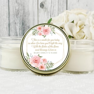 12 x 4oz Girl Baby shower Favor candles, Baby Prayer Candle, Baby Girl Favors, Personalized Favors For Girl Baby shower