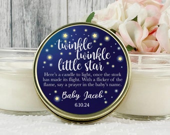 Twinkle Little Star Favors, Custom Gifts for guests, Twinkle Little Star Baby Shower, Personalized candles for favors, 4oz Candles