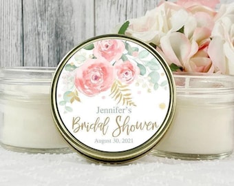 Blush Bridal Shower Favors: 4oz Soy Candle Party Favor Set of 12