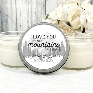 Mountain Wedding Candle Favors: Personalized Soy Wax, 4oz