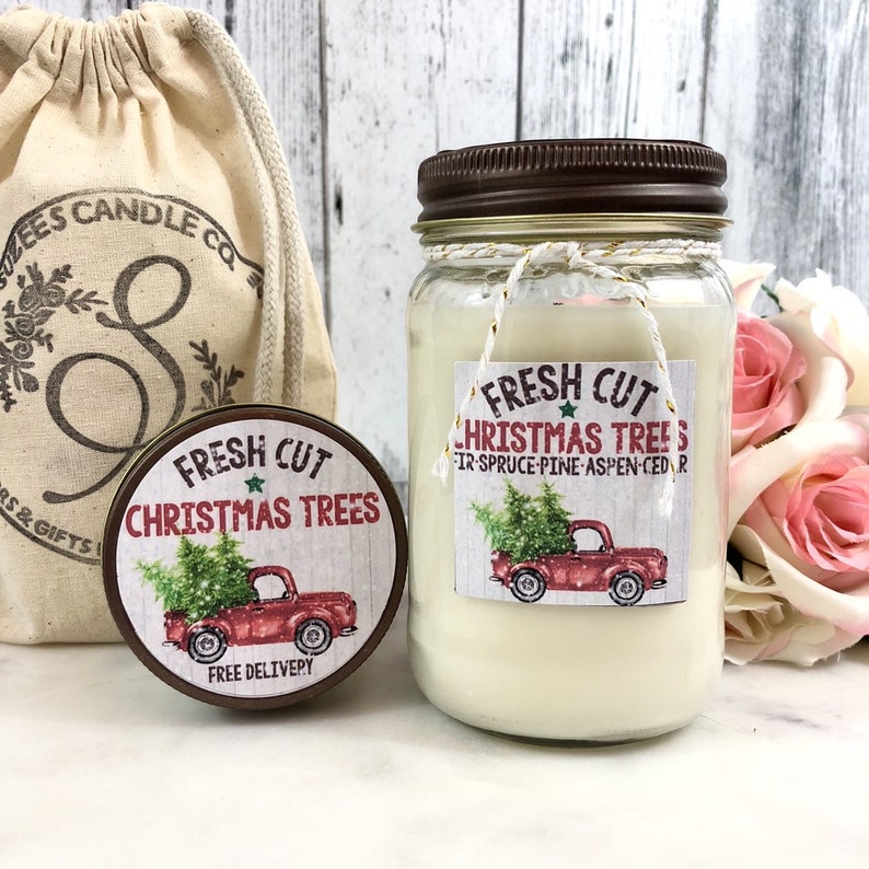 Pine Scented Candle Christmas Candles Mason Jar Candle Etsy