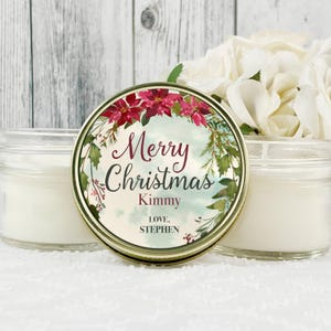 Personalized Christmas Candle Favors: 4oz Soy Wax Party Gifts