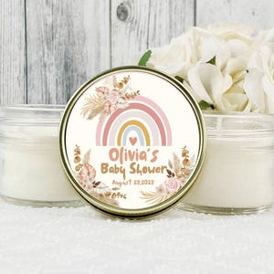Boho Rainbow Candle Baby Shower Favors: 4oz Soy Candle