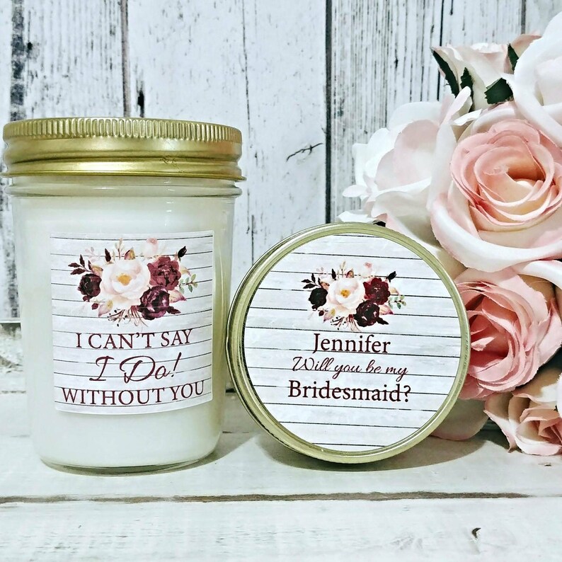 Bridesmaid Proposal Candle Burgundy Wedding Asking Etsy