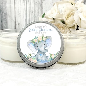 12 x 4oz Boy Elephant Baby Shower Candle Favors -   Elephant Theme Shower Decor - BoyGirl Favors