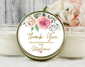 Bridal Shower Party Favors |  Bridal Shower Candles | Custom Candle | Personalized Favor Candles | Pink & Gold Party | Favor Ideas