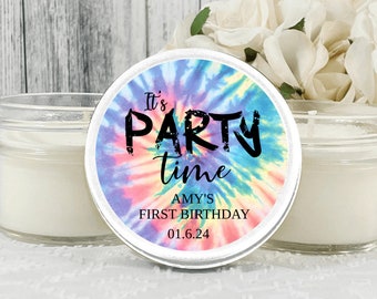 Bulk Birthday Party Favor Rainbow Tie Dye Candle Favors - Perfect for Birthday Party - Unique Party Favors