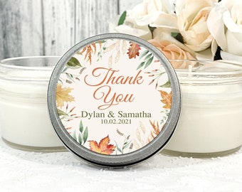 Fall Wedding Candle Favor - Rustic Bridal Shower and Wedding Favors for Fall