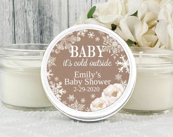 Winter baby shower candle favor girl snowflake floral favor personalized Winter party favor Baby Girl Snowflake candles