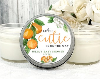 a little cutie is on the way Baby Shower Favor, Orange Favor, Citrus Baby shower