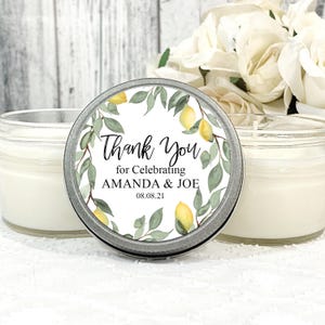 Lemon Wedding Favor Candles: 4oz Soy Wax, Citrus Theme