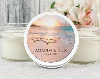 Beach Wedding Candle Favors - Summer wedding Favors - Beach Wedding Decor - Personalized Favors