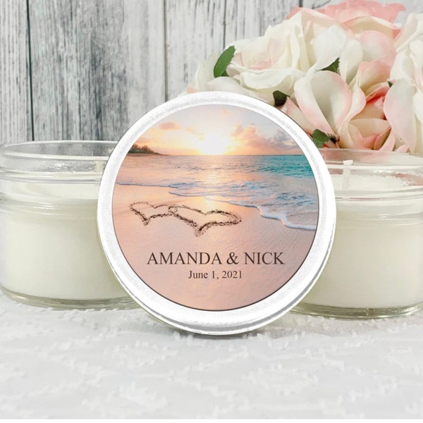 Beach Wedding Candle Favors - Summer wedding Favors - Beach Wedding Decor - Personalized Favors