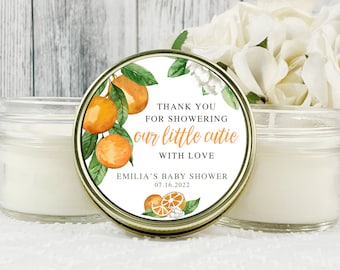 Cutie Baby Shower Favor, Personalized Candle favor, Citrus Party Favor, a little cutie baby shower