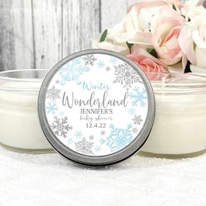 Winter Wonderland Baby Shower Candle Favors: Soy Wax, 4oz
