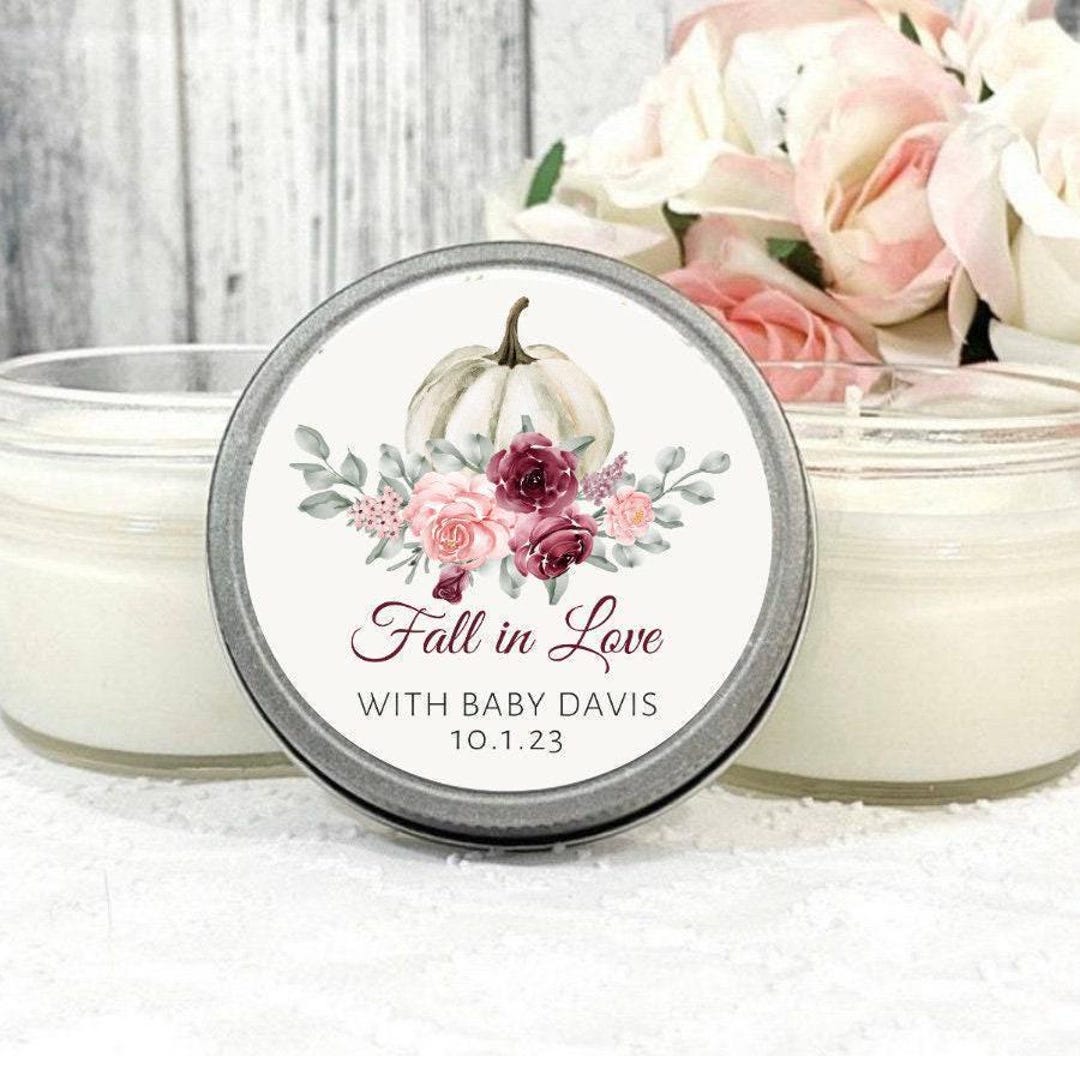 Pumpkin Baby Shower Favors: 4oz Soy Candle, Fall in Love Theme Set of ...