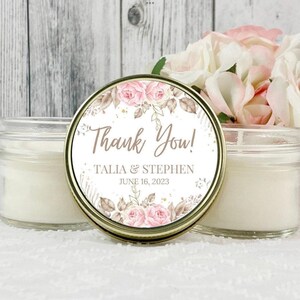 Wedding Candle Favor: 4oz Soy Wax, Personalized Lid Set of 12