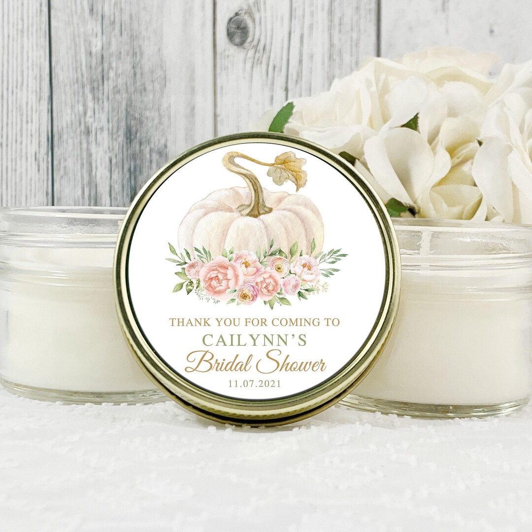 Pumpkin Bridal Shower Favors: Soy Candle, Personalized Gifts Set of 12 ...